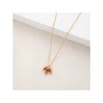 سلسال ذهبي بتصميم ورقة الخريف حجر عسلي