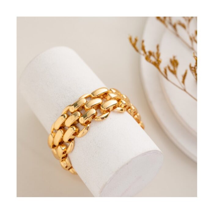 10334695_67dc4b232b59f سوار ذهبي بلدي بتصميم جنزيرعريض - الصورة 1