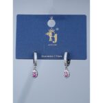 حلق هوبس فضي بيضاوي لون فوشي