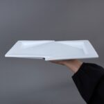 ⁦صحن بورسلان بتصميم شبه مستطيل حجم 32×19 سم لون أبيض⁩ - الصورة ⁦3⁩