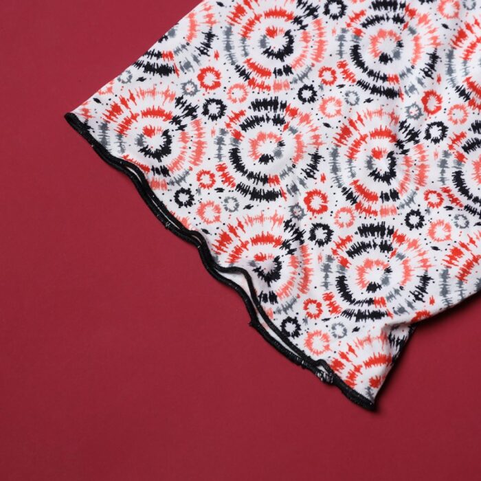 ⁦بجامة صيفية للنساء لون أبيض وبرتقالي وأسود⁩ - الصورة ⁦4⁩