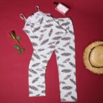 ⁦بجامة صيفية للنساء لون أخضر فاتح بتصميم ريشة⁩ - الصورة ⁦2⁩