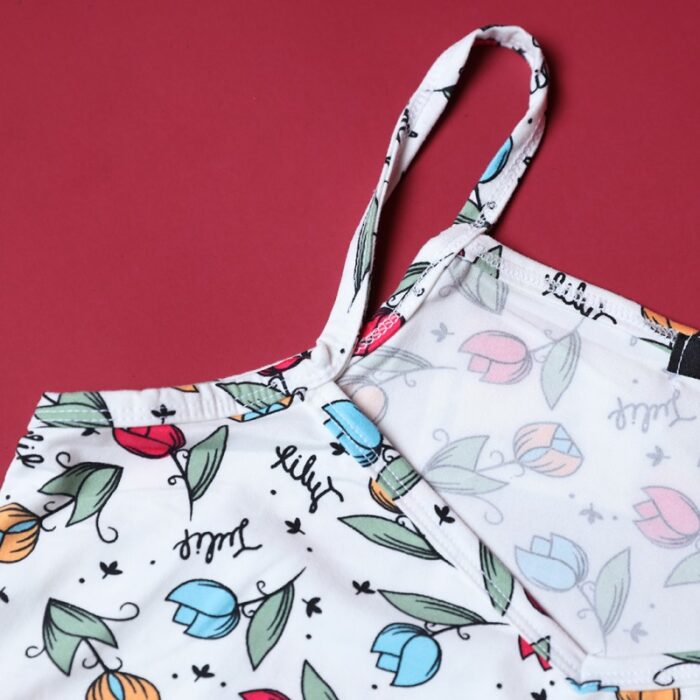 ⁦بجامة صيفية للنساء لون أبيض مورد⁩ - الصورة ⁦5⁩