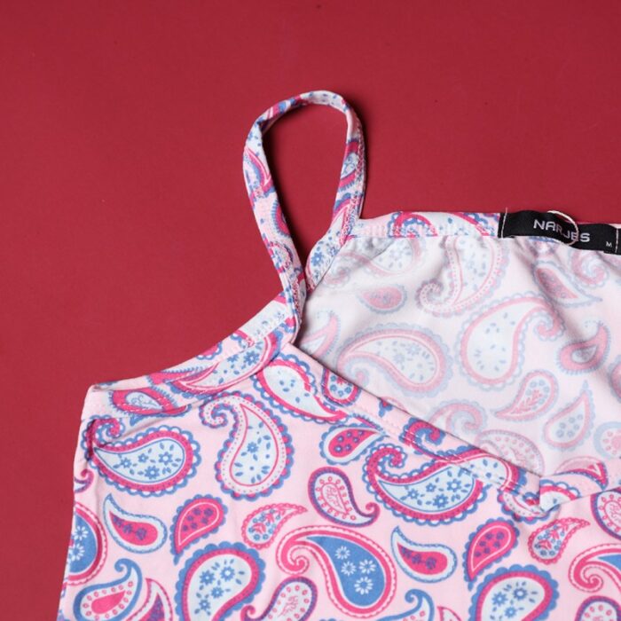 ⁦بجامة صيفية للنساء لون زهري بتصميم زخارف⁩ - الصورة ⁦5⁩