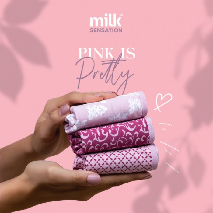 ⁦طقم داخلي نسائي قطن من milk مُكون من 3 قطع بألوان متعددة⁩ - الصورة ⁦2⁩