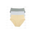 طقم داخلي نسائي قطن من milk مُكون من 3 قطع بألوان (بيج،تركواز، زيتي)