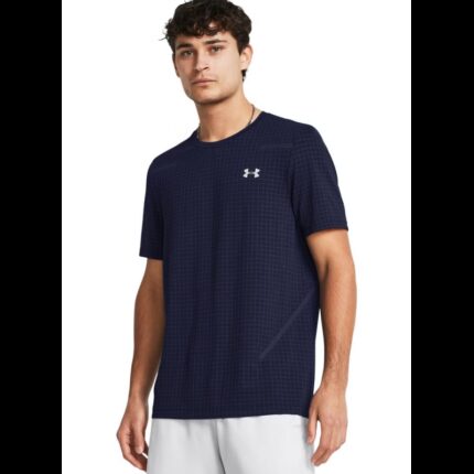 Under Armour Men's Seamless Grid Short Sleeve T-Shirt - تيشيرت أندر آرمر سيملس جريد بأكمام قصيرة للرجال لون كحلي