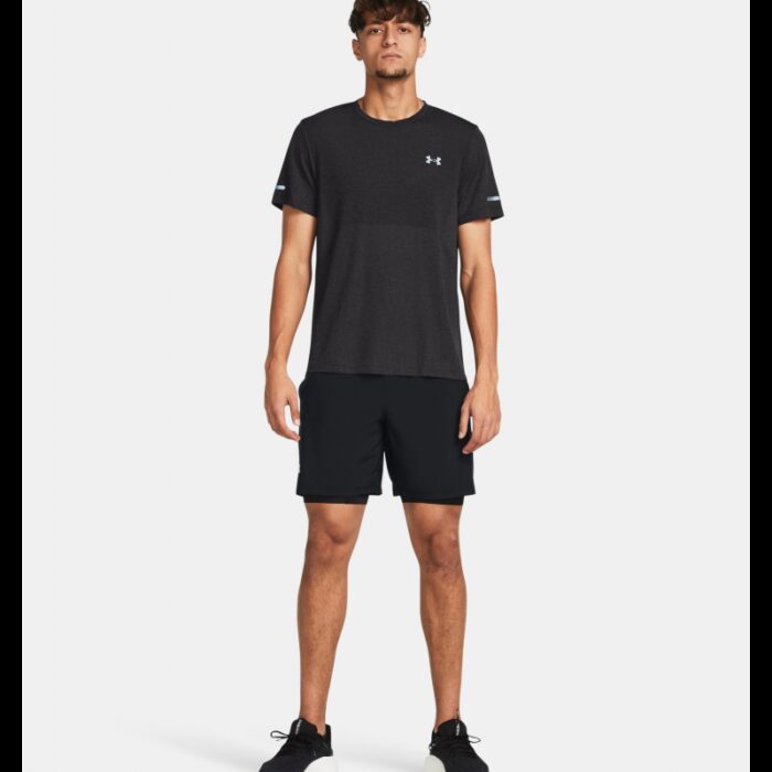 ⁦شورت اندر ارمور لانش7 2 في 1 للرجال لون اسود-Under Armour Men's UA Launch 7" 2-in-1 Shorts⁩ - الصورة ⁦3⁩