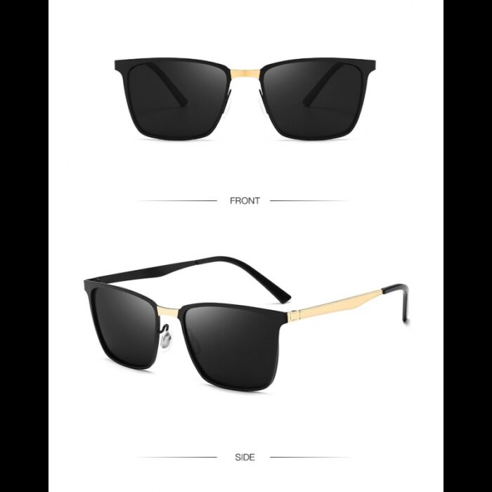 ⁦نظارة مربعة ناعمة للجنسين بوليرايز لون أسود وذهبي⁩ - الصورة ⁦2⁩