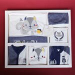 طقم للأطفال حديثي الولادة 10 قطع لون كحلي و أبيض