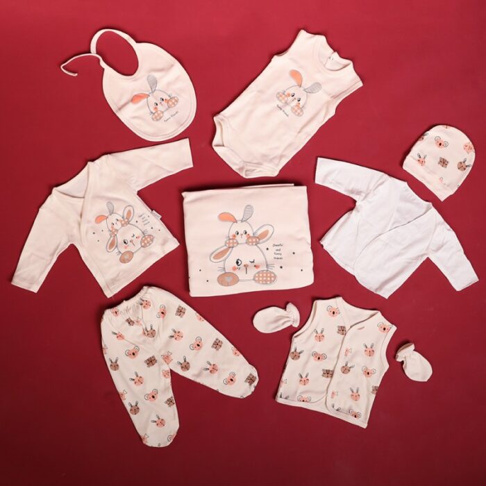 ⁦طقم للأطفال حديثي الولادة 10 قطع لون بيج⁩ - الصورة ⁦3⁩