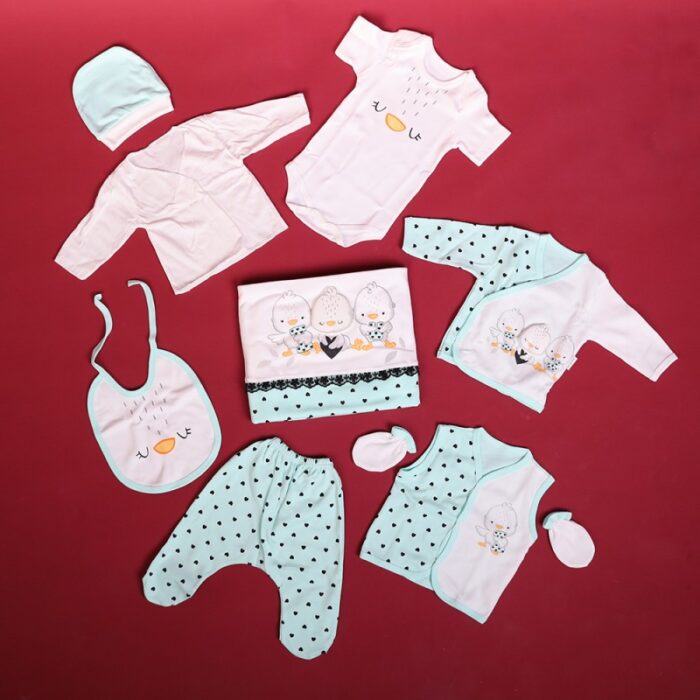 ⁦طقم للأطفال حديثي الولادة 10 قطع لون أزرق فاتح⁩ - الصورة ⁦2⁩