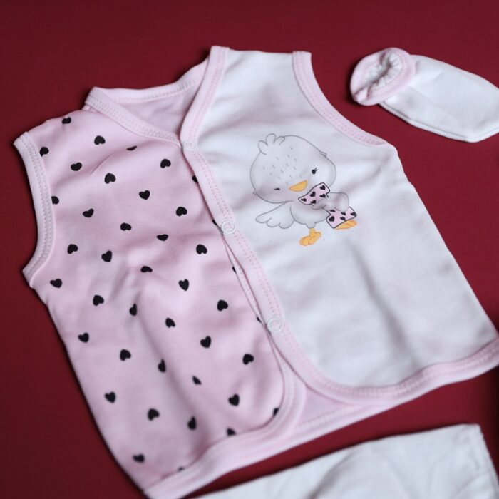 ⁦طقم للأطفال حديثي الولادة 10 قطع لون زهري و أبيض⁩ - الصورة ⁦5⁩