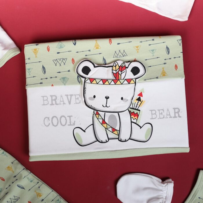 ⁦طقم للأطفال حديثي الولادة 10 قطع لون أخضر و أبيض⁩ - الصورة ⁦9⁩