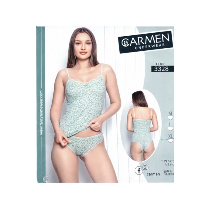 10335137_67dc4ed4d5845 ملابس داخلية قطعتين للنساء لون أخضر مورد - الصورة 1