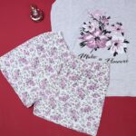 ⁦بجامة حفر عريض مع شورت للنساء لون سكني⁩ - الصورة ⁦3⁩