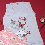 ⁦بجامة حفر عريض مع شورت لون رمادي⁩ - الصورة ⁦3⁩