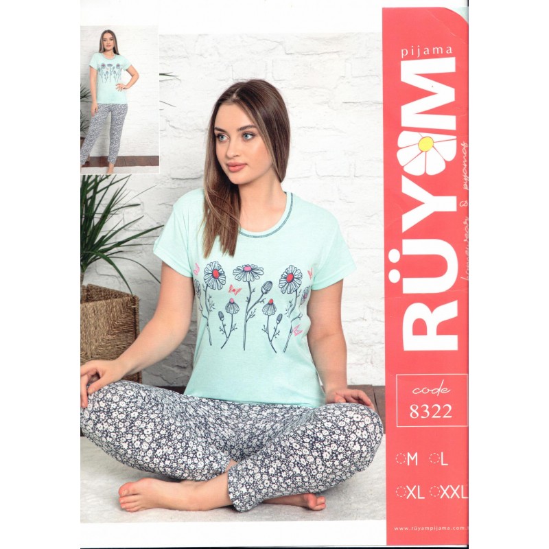 10335189_67dc4f813fb46 بجامة نص كم للنساء لون أزرق فاتح - الصورة 1