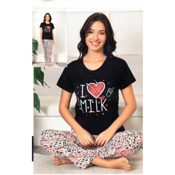 10335251_67dc4ff08e8c9 بجامة نص كم للنساء لون أسود و أبيض - الصورة 1