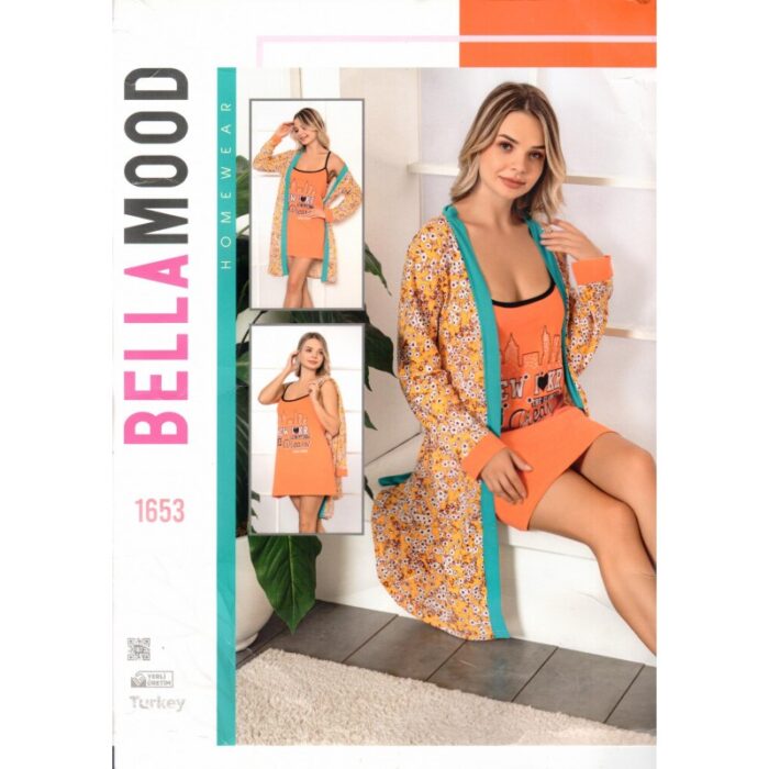 10335296_67dc5080e143c فستان بيتي للنساء مع جاكيت لون برتقالي - الصورة 1