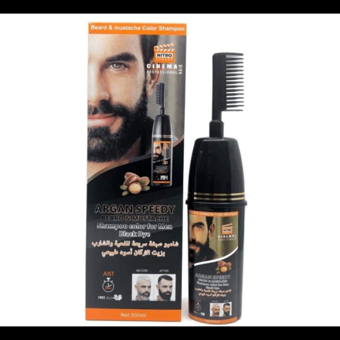 10335356_67dc50bfc9e79 شامبو صبغة سريعة لللحية والشارب بزيت الاركان لون اسود طبيعي حجم 200 مل - الصورة 1