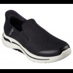 Skechers Men's Slip-ins: GO WALK Arch Fit - Hands Free Shoes - حذاء سكيتشرز ليب اون: جو ووك ارتش فيت هاند فري للرجال لون اسود ونعل ابيض