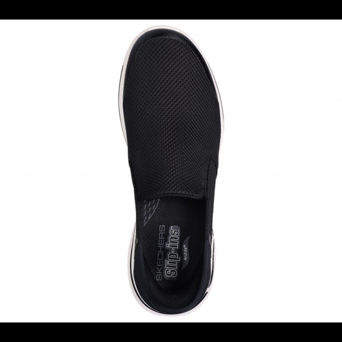 ⁦Skechers Men's Slip-ins: GO WALK Arch Fit - Hands Free Shoes - حذاء سكيتشرز ليب اون: جو ووك ارتش فيت هاند فري للرجال لون اسود ونعل ابيض⁩ - الصورة ⁦3⁩