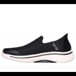 ⁦Skechers Men's Slip-ins: GO WALK Arch Fit - Hands Free Shoes - حذاء سكيتشرز ليب اون: جو ووك ارتش فيت هاند فري للرجال لون اسود ونعل ابيض⁩ - الصورة ⁦5⁩