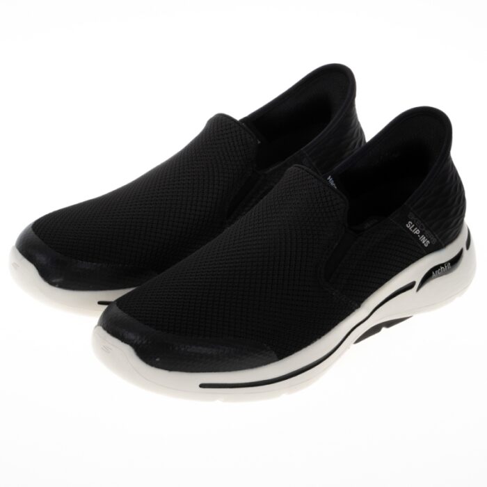 ⁦Skechers Men's Slip-ins: GO WALK Arch Fit - Hands Free Shoes - حذاء سكيتشرز ليب اون: جو ووك ارتش فيت هاند فري للرجال لون اسود ونعل ابيض⁩ - الصورة ⁦6⁩
