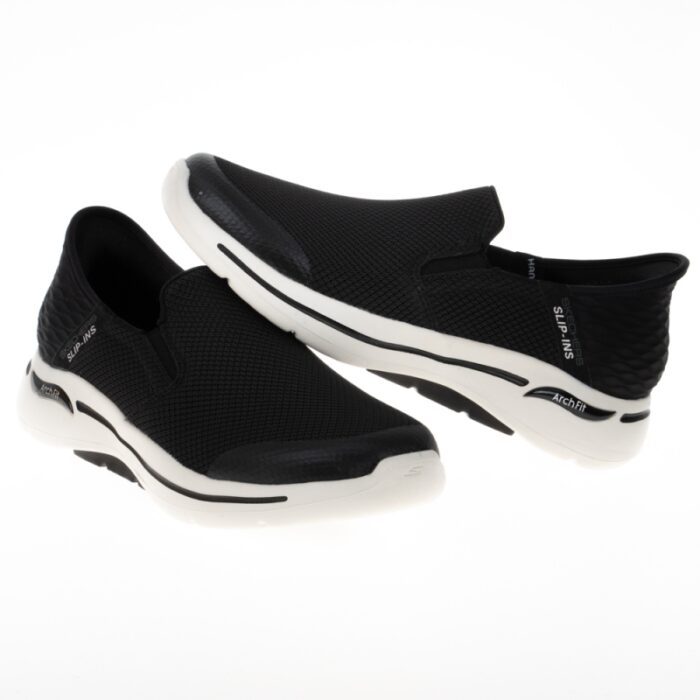 ⁦Skechers Men's Slip-ins: GO WALK Arch Fit - Hands Free Shoes - حذاء سكيتشرز ليب اون: جو ووك ارتش فيت هاند فري للرجال لون اسود ونعل ابيض⁩ - الصورة ⁦7⁩