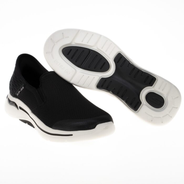 ⁦Skechers Men's Slip-ins: GO WALK Arch Fit - Hands Free Shoes - حذاء سكيتشرز ليب اون: جو ووك ارتش فيت هاند فري للرجال لون اسود ونعل ابيض⁩ - الصورة ⁦12⁩