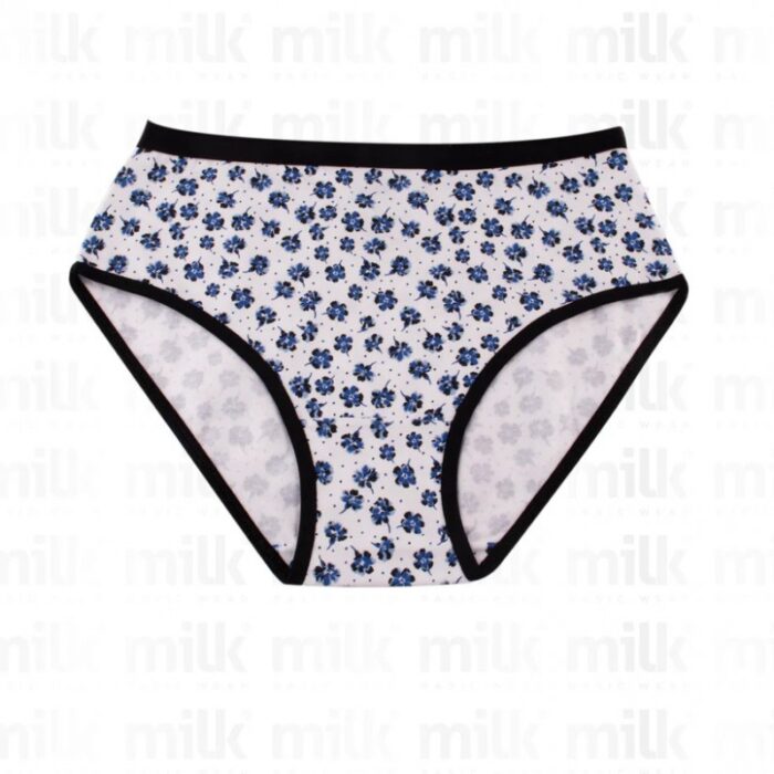 ⁦طقم داخلي نسائي قطن 3 قطع لون كحلي وأبيض⁩ - الصورة ⁦3⁩