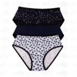 ⁦طقم داخلي نسائي قطن 3 قطع لون كحلي وأبيض⁩ - الصورة ⁦5⁩