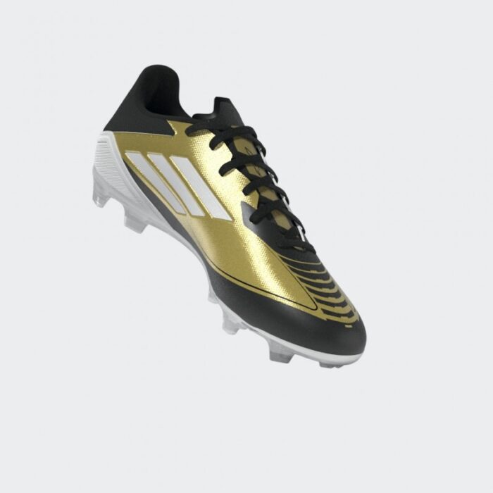 ⁦adidas Unisex' F50 League Messi Firm/Multi-Ground Soccer Cleats Boots - Gold - حذاء اديداس اف 50 ليجا ميسي فيرم ملتي جراوند للجنسين لون ذهبي وابيض⁩ - الصورة ⁦16⁩