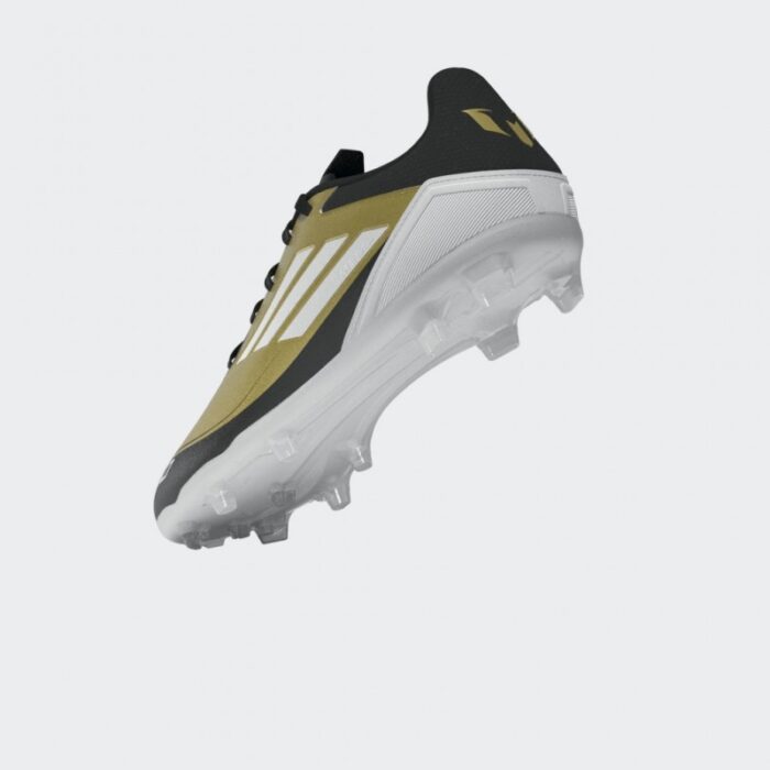 ⁦adidas Unisex' F50 League Messi Firm/Multi-Ground Soccer Cleats Boots - Gold - حذاء اديداس اف 50 ليجا ميسي فيرم ملتي جراوند للجنسين لون ذهبي وابيض⁩ - الصورة ⁦20⁩