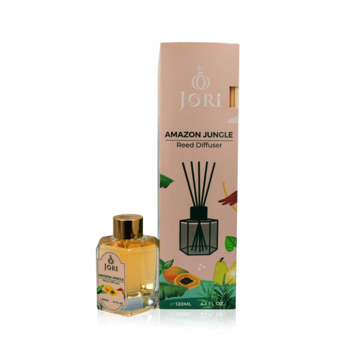 10335854_67dc54232e4b0 معطر جو عيدان برائحة الفواكه الإستوائية من جوري حجم 120 مل – AMAZON JUNGLE Reed Diffuser By JORI 120Ml - الصورة 1