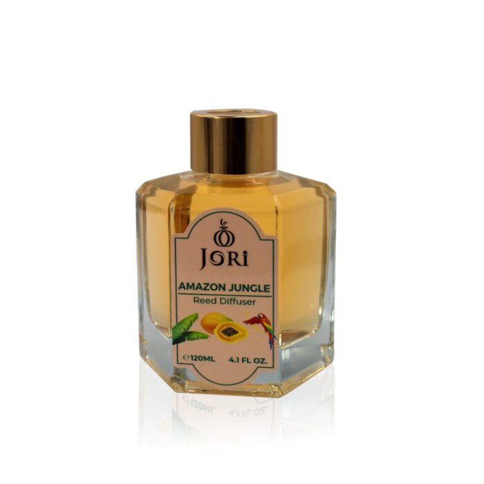 ⁦معطر جو عيدان برائحة الفواكه الإستوائية من جوري حجم 120 مل – AMAZON JUNGLE Reed Diffuser By JORI 120Ml⁩ - الصورة ⁦2⁩