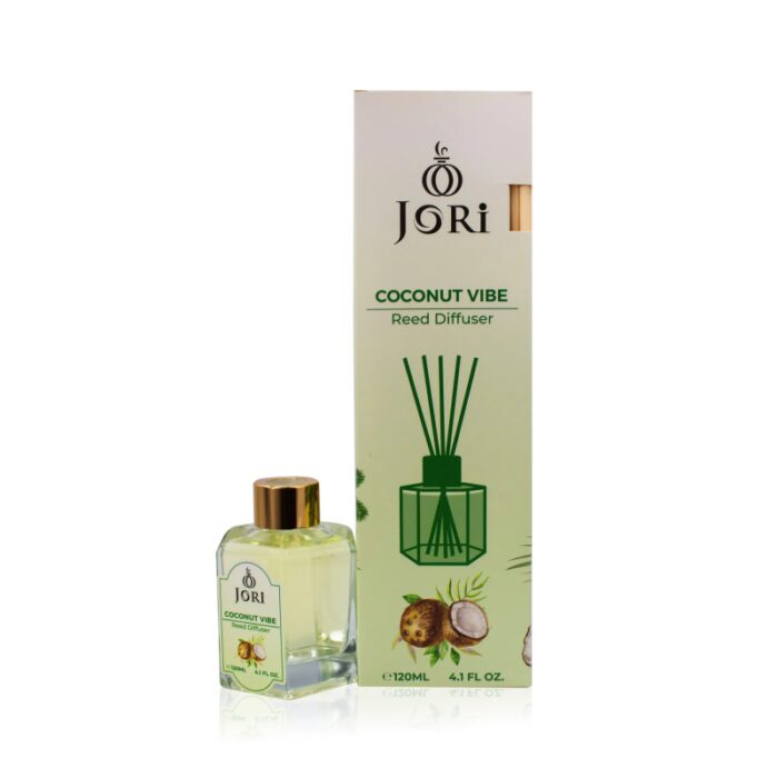 10335856_67dc54244dee1 معطر جو عيدان برائحة جوز الهند من جوري حجم 120 مل – COCONUT VIBE Reed Diffuser By JORI 120Ml - الصورة 1