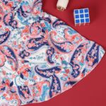 ⁦فستان بناتي بتصميم عصري للأطفال لون زهري وكحلي وأبيض⁩ - الصورة ⁦4⁩