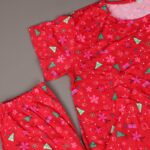 ⁦بجامة ستاتي مورد مكونه من قطعتين بنطلون وتيشيرت قطني لون أحمر⁩ - الصورة ⁦6⁩