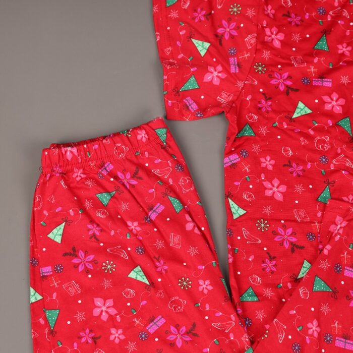 ⁦بجامة ستاتي مورد مكونه من قطعتين بنطلون وتيشيرت قطني لون أحمر⁩ - الصورة ⁦7⁩