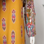 ⁦قميص بيتي للنساء كم طويل لون كموني بتصميم زخارف⁩ - الصورة ⁦8⁩