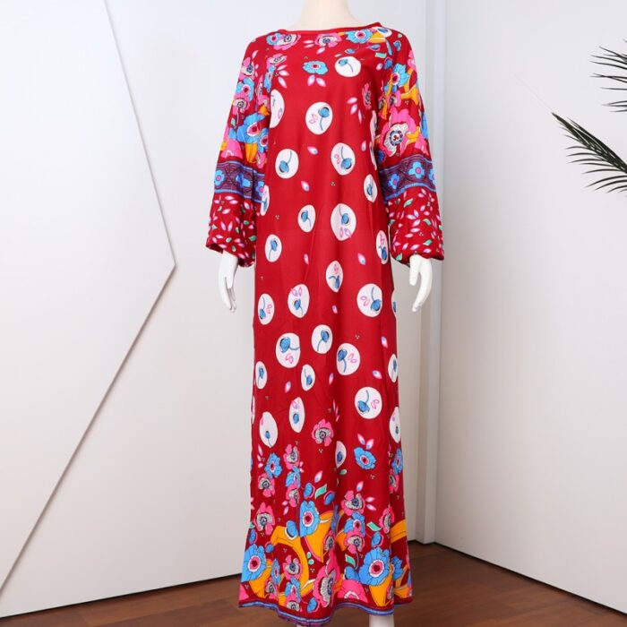 ⁦قميص بيتي للنساء كم طويل لون عنابي⁩ - الصورة ⁦2⁩