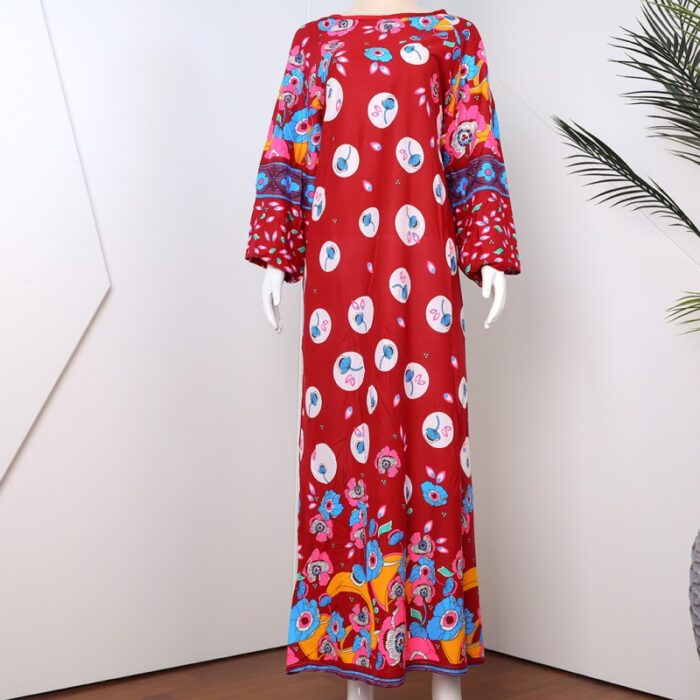 ⁦قميص بيتي للنساء كم طويل لون عنابي⁩ - الصورة ⁦3⁩