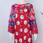 ⁦قميص بيتي للنساء كم طويل لون عنابي⁩ - الصورة ⁦4⁩