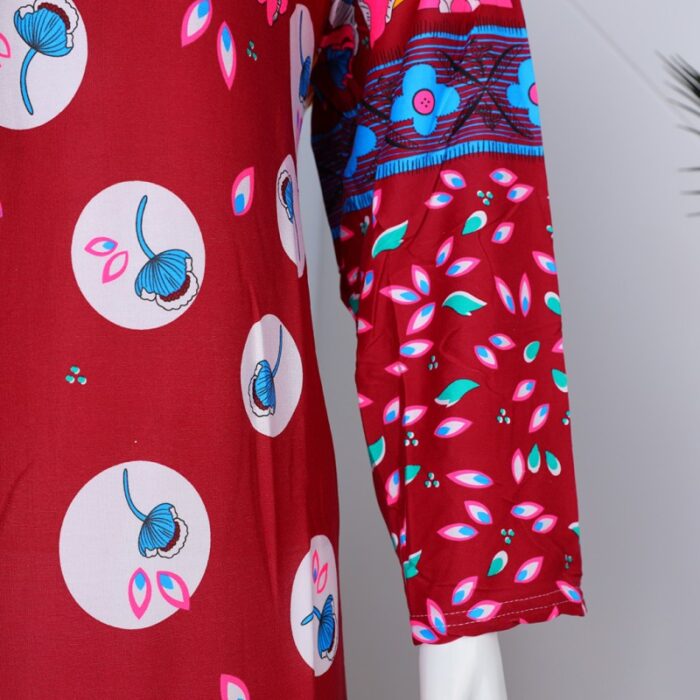 ⁦قميص بيتي للنساء كم طويل لون عنابي⁩ - الصورة ⁦6⁩