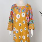 قميص بيتي للنساء كم طويل لون كموني