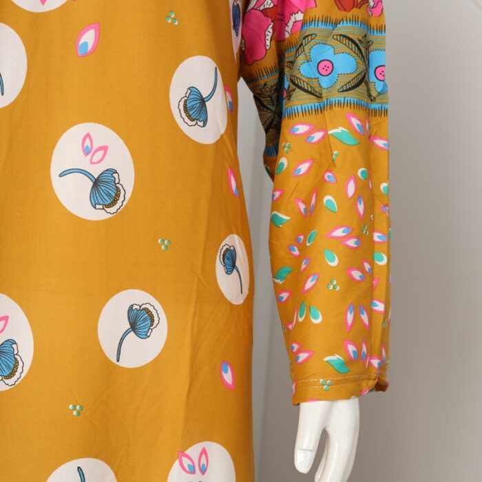 ⁦قميص بيتي للنساء كم طويل لون كموني⁩ - الصورة ⁦6⁩