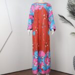 ⁦قميص بيتي للنساء كم طويل لون برتقالي⁩ - الصورة ⁦3⁩