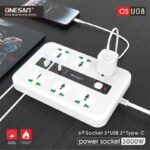 ⁦وصلة كهرباء 18 واط (6 مخارج كهرباء+3 يو بي سي+3 تايب سي) من اونسيم لون ابيض⁩ - الصورة ⁦3⁩